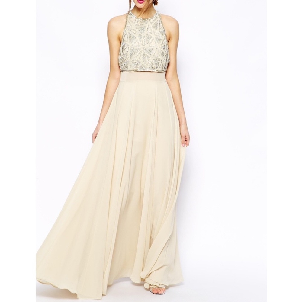 ASOS beaded crop top maxi dress